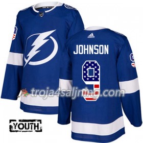 Tampa Bay Lightning tröja Tyler Johnson 9 Adidas 2017-2018 Blå USA Flag Fashion Authentic - NHL Tröjor Barn